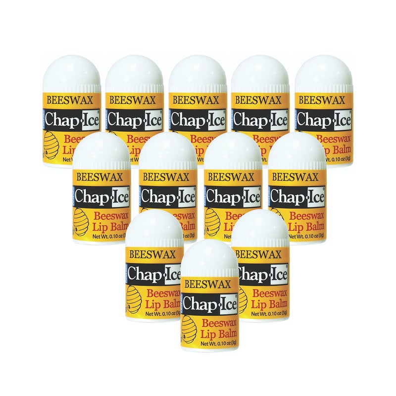 Chap Ice شامب-آيس® | 12-عد حزمة بلسم شفاه صغير بنكهة النعناع قائم على شمع العسل - مدعم بفيتامين E للشفاه الجافة والمتشققة | صنع في الولايات المتحدة - Image 1