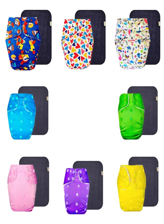Dumbledo Premium Cloth Diaper with Black Insert (Pack of 8) | Snug Fit | Reusable & Washable | Quick Dry | Perfect for Indian Summers | 3 Months - 3 Years | Unisex Baby - Image 1