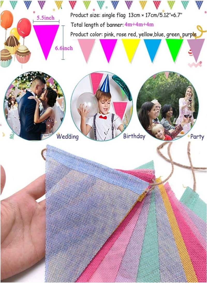 3 Sets Of 12 Vibrant Pennant Buntings For Weddings And Birthdays Party Banner - Image 4