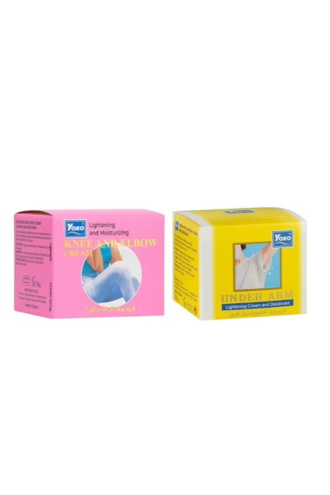 YOKO Under Arm Lightening Cream And Deodorant 50g & Lightening And Moisturizing Knee And Elbow Cream 50gm