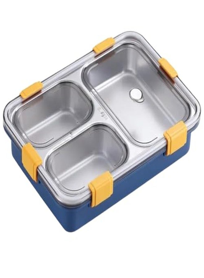 Dadhichi Zone3 Compartment Stainless Steel Lunch Box – Leak-Proof Bento Lunch Box for Kids & Adults, Reusable Food Storage Container for School, Office, Travel & Outdoor Use (Multicolor). - Image 1
