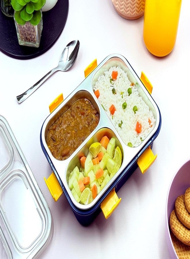 Dadhichi Zone3 Compartment Stainless Steel Lunch Box – Leak-Proof Bento Lunch Box for Kids & Adults, Reusable Food Storage Container for School, Office, Travel & Outdoor Use (Multicolor). - Image 2