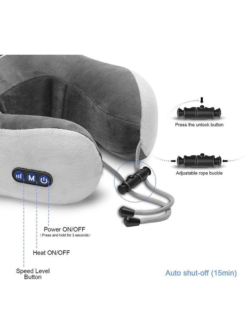 Rechargeable Electric U-Shaped Neck Massage Pillow - Premium Memory Foam Head & Neck Support for Pain Relief - Portable Battery-Operated Therapy for Travel by Plane, Train, Bus & Car - Image 2