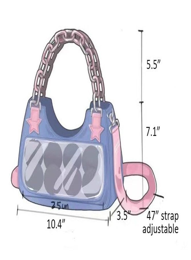 OATSBAS Cute Shoulder Bag Crossbody Bag for Women Y2K Star Patchwork Denim Messenger Handbag for Teen Girls (Light Blue) - Image 4