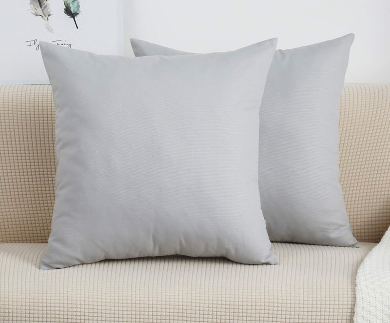 TangDepot أغطية وسائد زخرفية مصنوعة يدويًا من قماش قطن 100% من تانغ ديبوت (20"x20" رمادي حجري) - Image 1