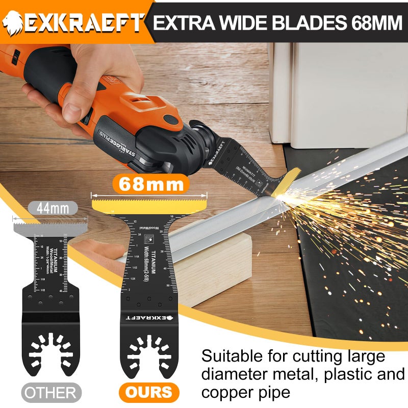 EXKRAEFT 30 PCS Oscillating Tool Blade, Universal Titanium Multi Tool Blades for Metal Nails Wood Plastic and Hard Material, Oscillating Saw Blades Fit Dewalt Milwaukee Ryobi Rockwell Fein - Image 4