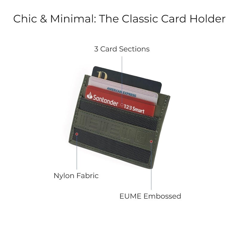 EUME Zen Card Holder for Men & Women, Olive Green | Slim Premium Vegan Leather | 4 Card Slots & 1 Slip Pocket| Slim & Durable Design | Card Holder Wallet for Credit, Debit, & Id Cards - Image 3