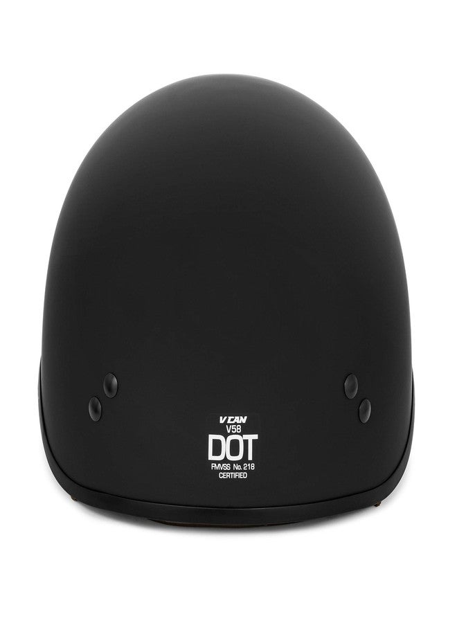 VCAN Cruiser Solid Flat Black Half Face Motorcycle Helmet with Drop-Down Sun Visor, Removable Peak and Quick Release Buckle (Medium) - Image 5