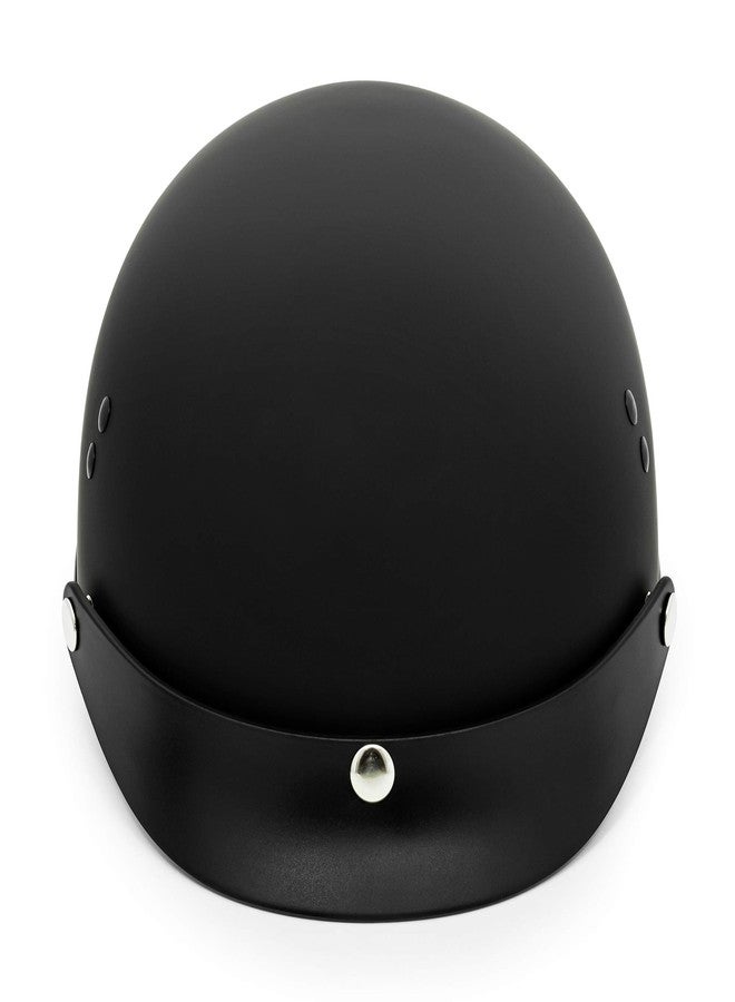 VCAN Cruiser Solid Flat Black Half Face Motorcycle Helmet with Drop-Down Sun Visor, Removable Peak and Quick Release Buckle (Medium) - Image 4