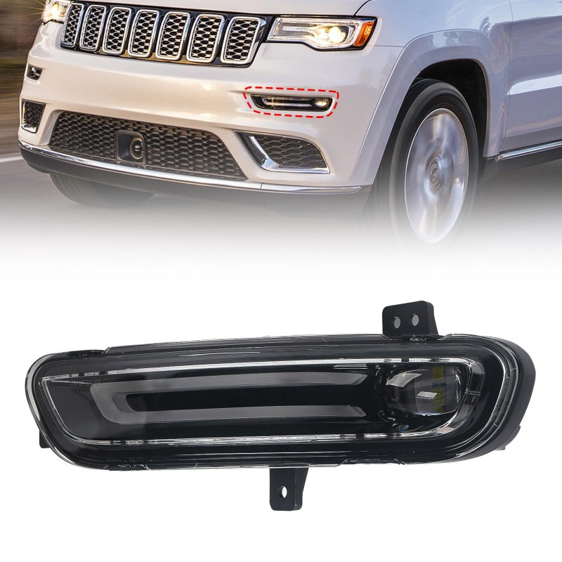 Huray Left Front Fog Light for Jeep Grand Cherokee 20172022 LH LED DRL Daytime Running Driving Lamps Bumper Fog Light Replacement for 68273053AC Driver Side
