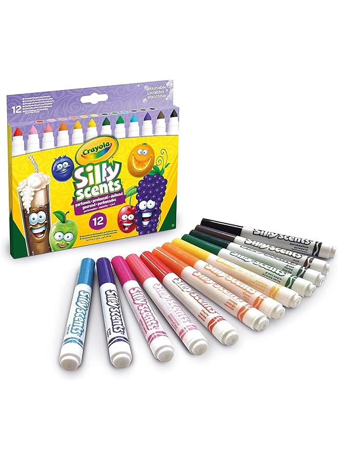 Crayola Silly Scents Broad Line Scented Markers 12 Pack With Matching Scents And Colors Fragrant Art Tools For Kids' Creativity Washable Ink Non Toxic Ideal For Ages 3+ - Image 2