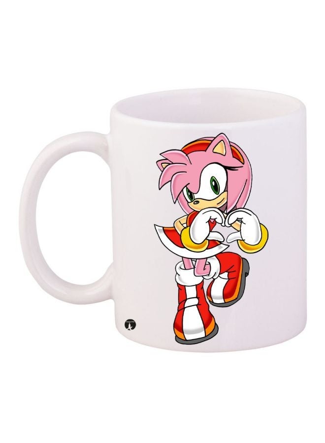 RYN Cartoon Printed Coffee Mug White/Pink/Red 11ounce