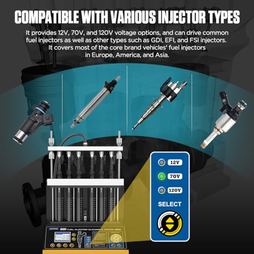 AUTOOL Automotive 6-Cylinder 110V GDI Fuel Injector Cleaning Machine,EFI Fuel Injector Cleaner Kit Tool,FSI Fuel Injector Tester Cleaner for All Petrol and Car Motorcycle - Image 4