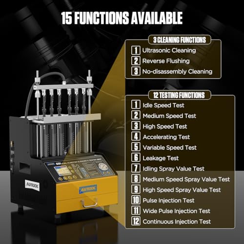 AUTOOL Automotive 6-Cylinder 110V GDI Fuel Injector Cleaning Machine,EFI Fuel Injector Cleaner Kit Tool,FSI Fuel Injector Tester Cleaner for All Petrol and Car Motorcycle - Image 5