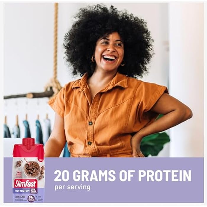 SlimFast Protein Shake, Chocolate- 20g Protein, Meal Replacement Shake Ready to Drink, High Protein with Low Carb and Low Sugar, 24 Vitamins and Minerals, 12 Count (Pack of 1) (Packaging May Vary) - Image 5