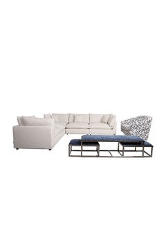 DANUBE HOME Napoleon Corner Fabric Modular Sofa Accent Chair Modern Design One Seat Sofas Comfortable Living Room Seating Furniture For Home L 103 x W 103 x H 91 cm Beige  - Image 3