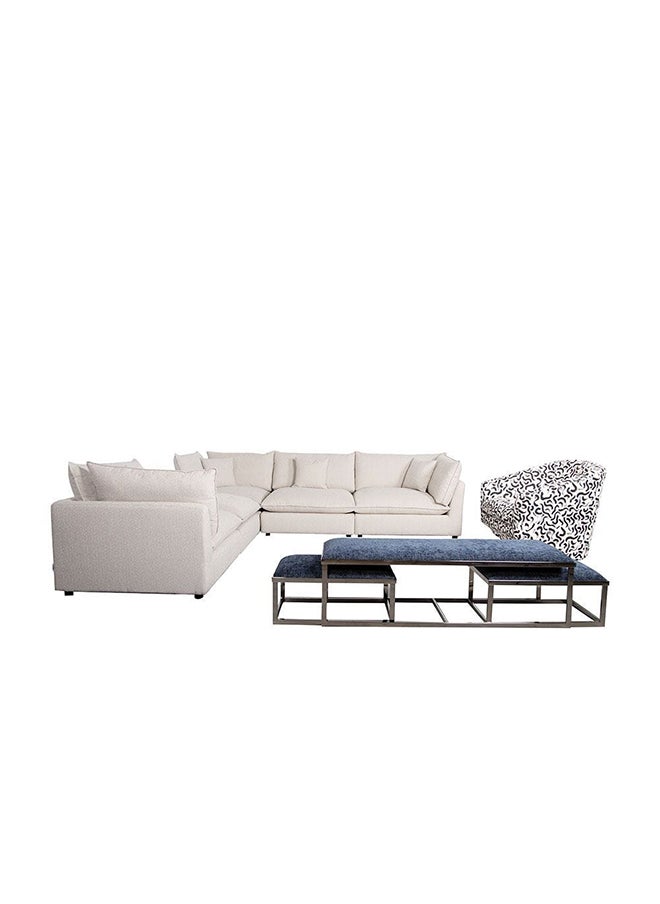 DANUBE HOME Napoleon Corner Fabric Modular Sofa Accent Chair Modern Design One Seat Sofas Comfortable Living Room Seating Furniture For Home L 103 x W 103 x H 91 cm Beige  - Image 3
