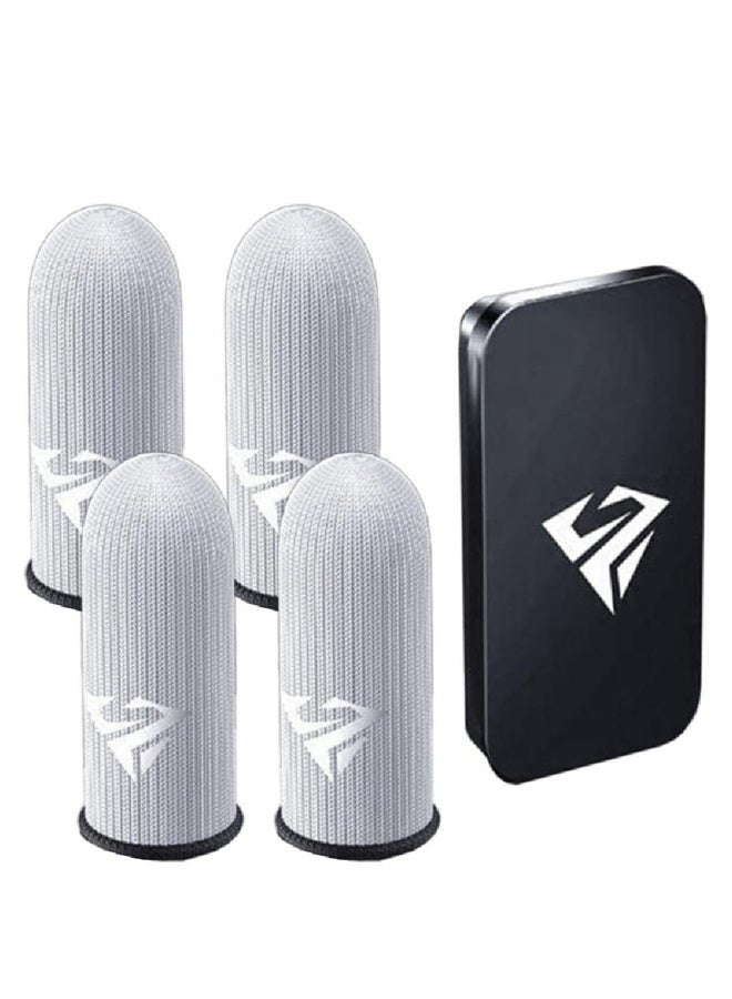 4PCS Gaming Finger Sleeves Silver Fiber, Anti Sweat, Extremely Thin, Breathable Touchscreen dedales Gamer Finger Cover - Image 1
