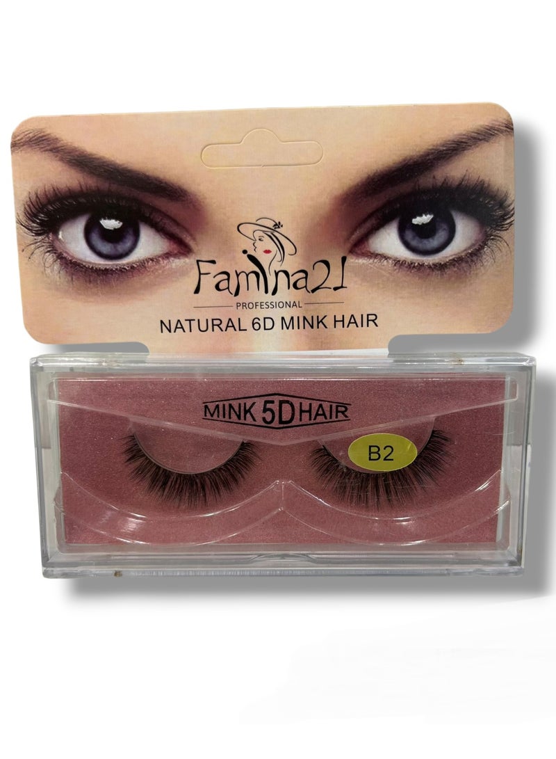 Famina21 Natural 6D/5D Mink Hair Eyelashes - Set of 30 Models (B2)