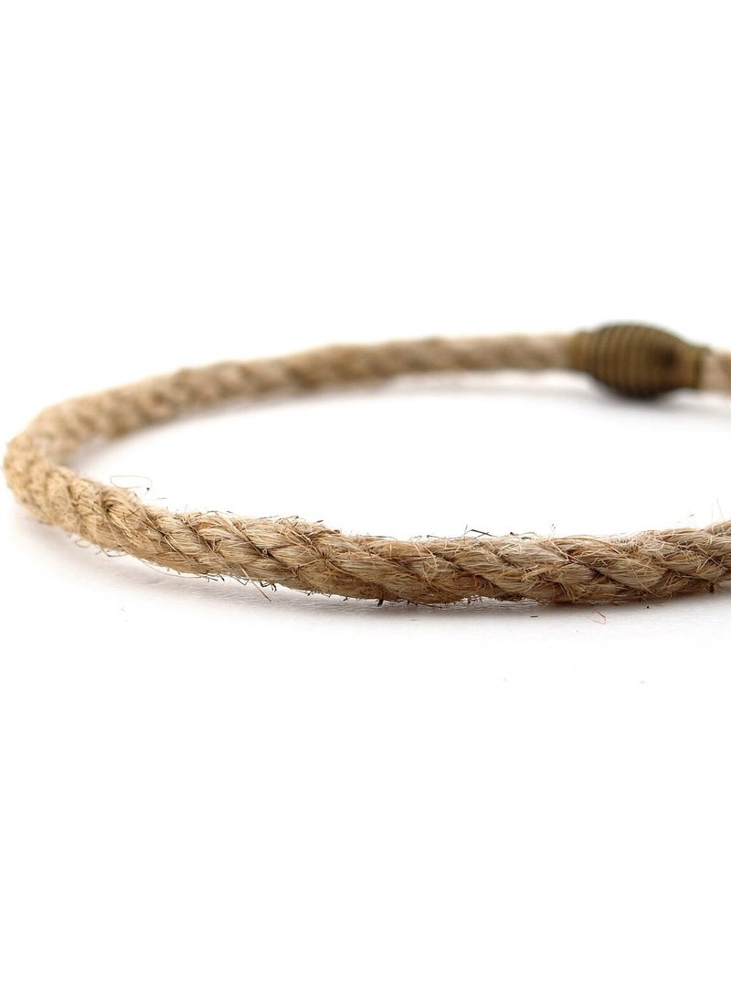 Cream Color Thin Rope Bronze Metal Magnet Single Row Men's Bracelet M054C
