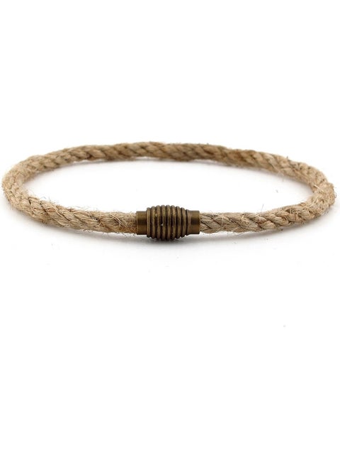 Cream Color Thin Rope Bronze Metal Magnet Single Row Men's Bracelet M054C