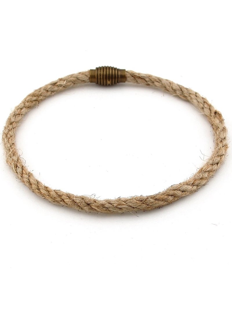 Cream Color Thin Rope Bronze Metal Magnet Single Row Men's Bracelet M054C
