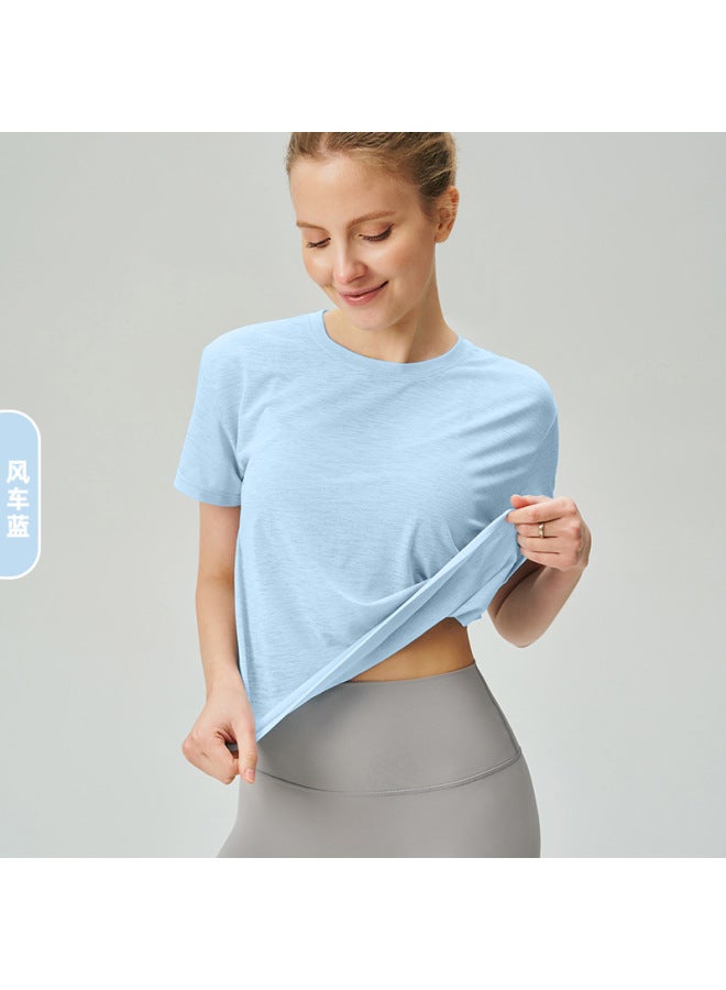 Bamboo Yarn Summer Breathable Slim-fit Yoga Top T-shirt For Women, Lightweight And Slimming, Versatile For Outdoor Fitness And Sports, Short-sleeve