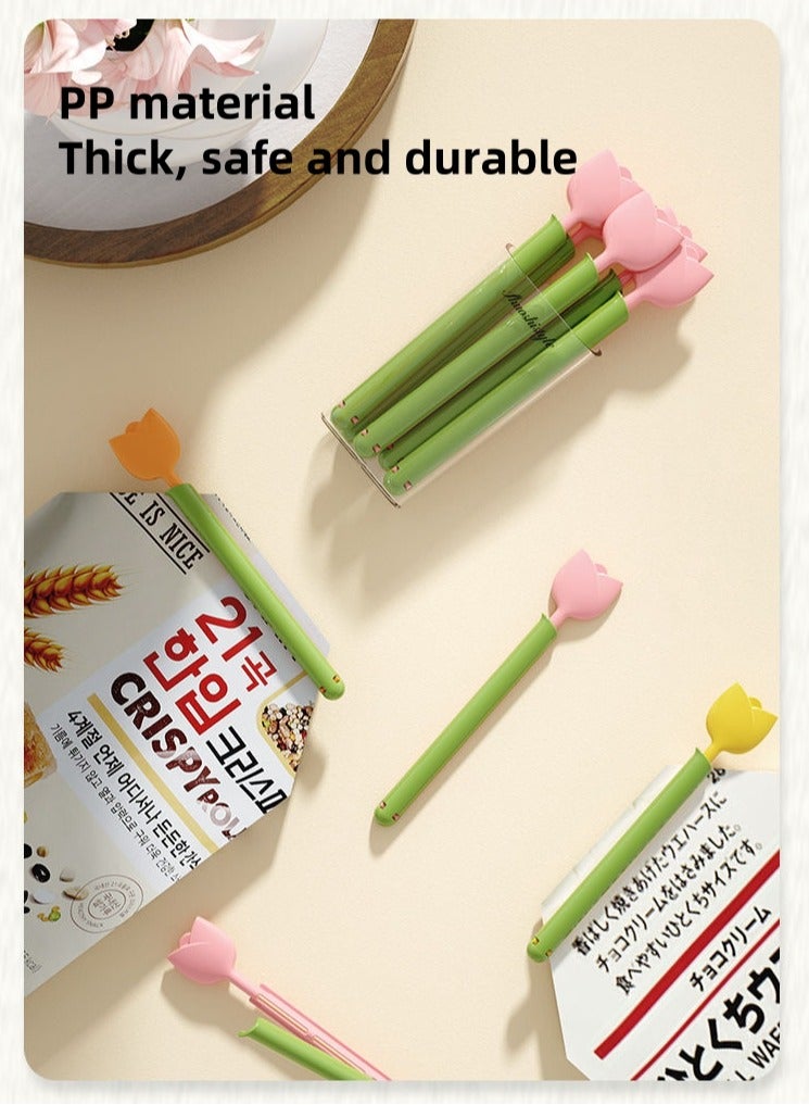5 PCS Plastic chip clips for food packaging, flower shape makes home more cozy, can be magnetically attached to the refrigerator, refrigerator stickers, curved design sealing bag clips for food, kitchen and home use  - Image 4