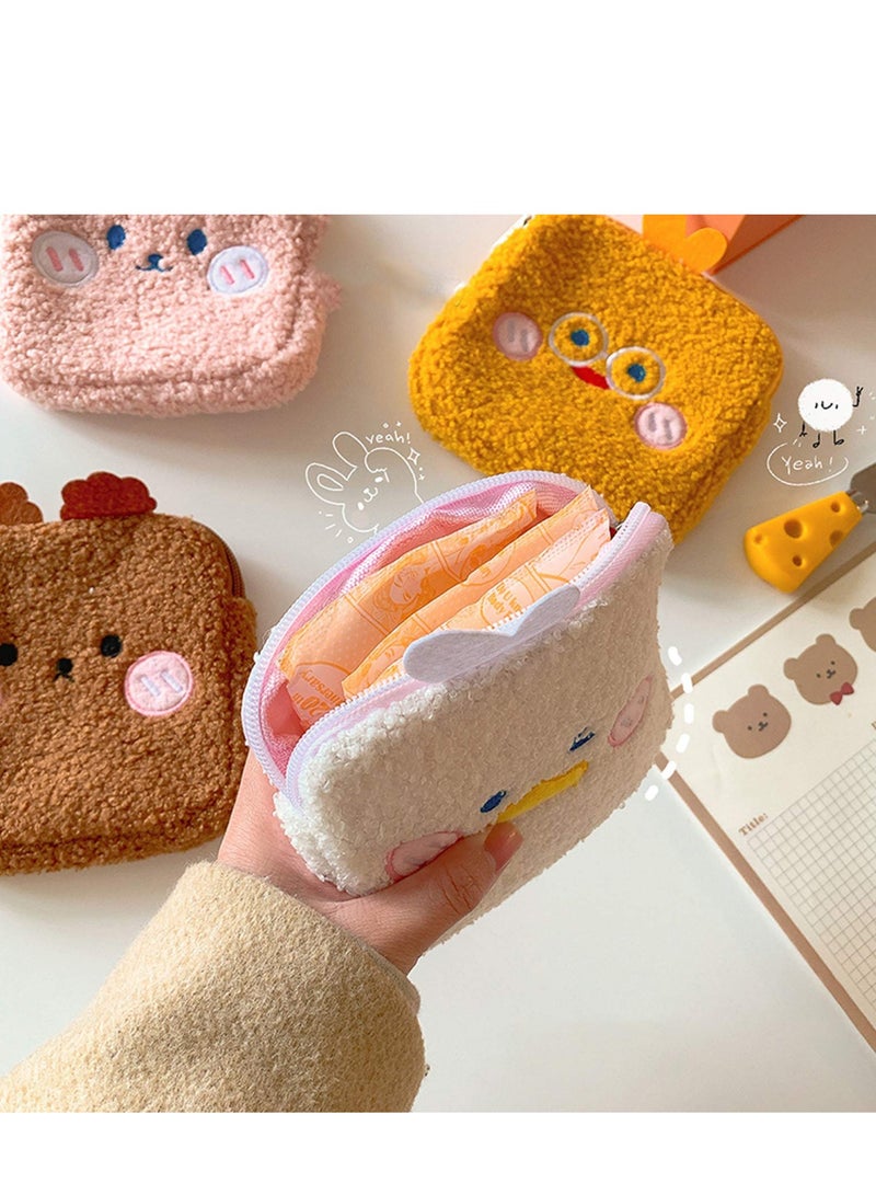 SYOSI Sanitary Napkin Storage Bag, 4PCS Zipper Menstrual Pad Bag Portable Sanitary Napkin Storage Tampons Pouch, Cute Cartoon Period Bag for Teen Girls Store Sanitary Pads for Women - Image 2