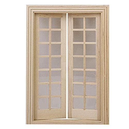 ULTNICE 112 Dollhouse Furniture Miniature Wooden Exterior Door 28 Panel - Image 1