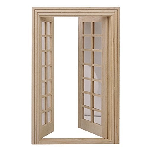 ULTNICE 112 Dollhouse Furniture Miniature Wooden Exterior Door 28 Panel - Image 3