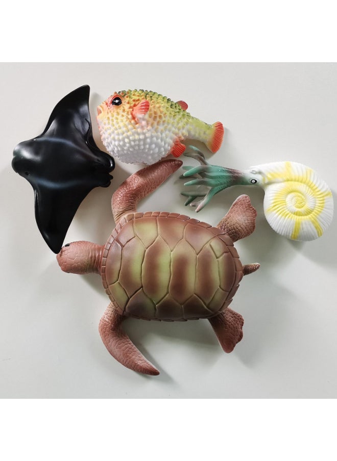 Generic - Children's Simulation Marine Life Model Underwater World Big Turtle Octopus Puffer Dolphin Shark Soft Rubber Toy-Color:Squid - Image 1
