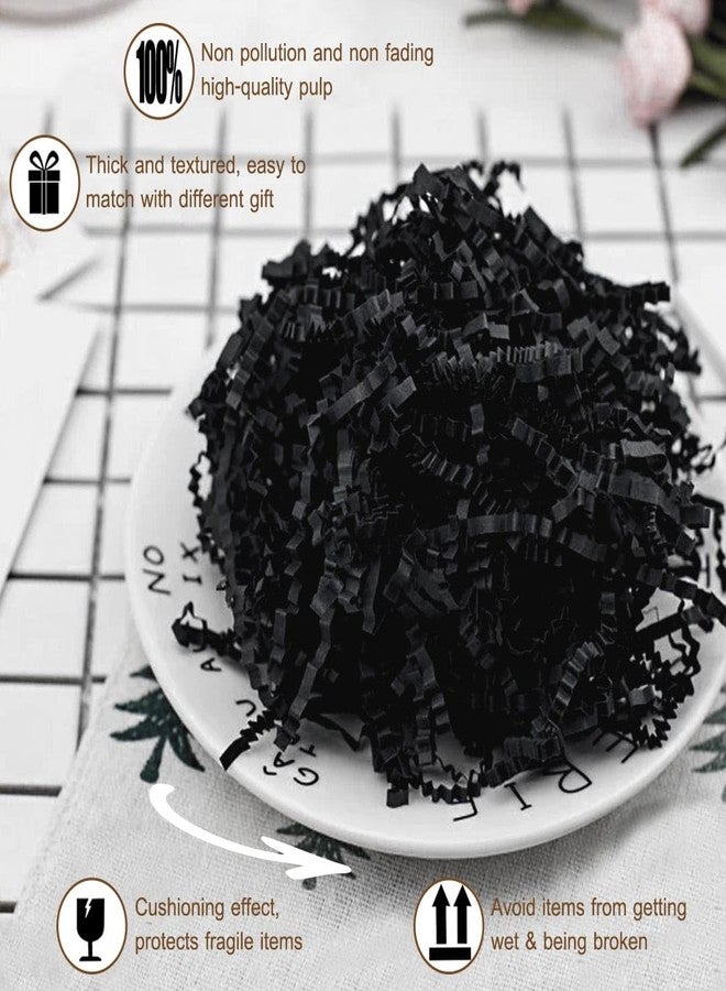 LYARCHTE Crinkle Paper Filler 5.2 oz, Crinkle Cut Paper Shred Filler Shredded TissueRaffia Grass Paper for Gift Basket Packing Bag Filler (Black - Image 2