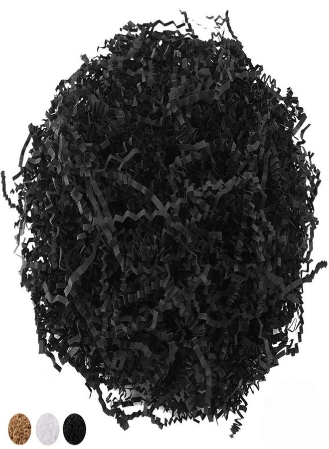 LYARCHTE Crinkle Paper Filler 5.2 oz, Crinkle Cut Paper Shred Filler Shredded TissueRaffia Grass Paper for Gift Basket Packing Bag Filler (Black