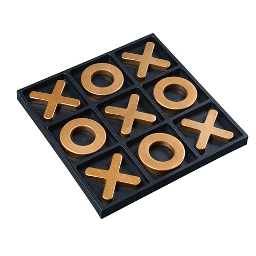Tolevoit Classic Tic Tac Toe Game Resin Strategy and Fun Games for Kids Tabletop Board Games Party Favours for KidsGolden TicTacToe Plastic Board Home DcorGold - Image 1