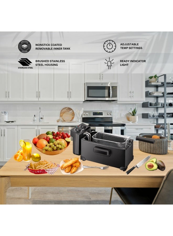 RAF Deep Fryer 2000W – 3L Large Capacity Electric Deep Fryer with Adjustable Temperature Control, Anti-Scalding Design, 4-Ring Heating System, Removable Fry Basket & Non-Stick Oil Container - Image 4