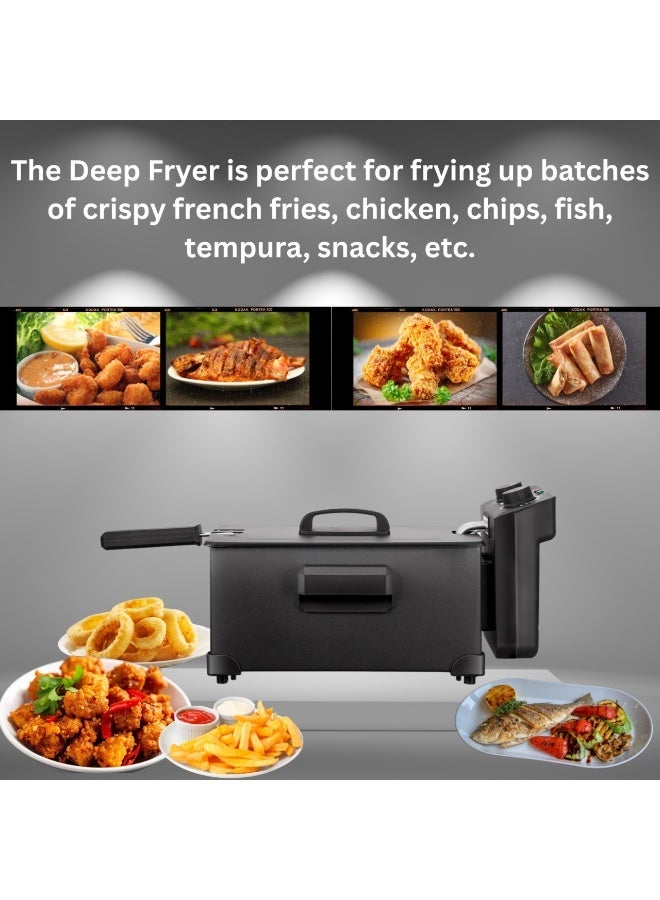 RAF Deep Fryer 2000W | 3L Capacity Electric Oil Fryer | Adjustable Thermostat with Fast 4-Ring Heating | Non-Stick Deep Fryer for Home Kitchen - Image 4