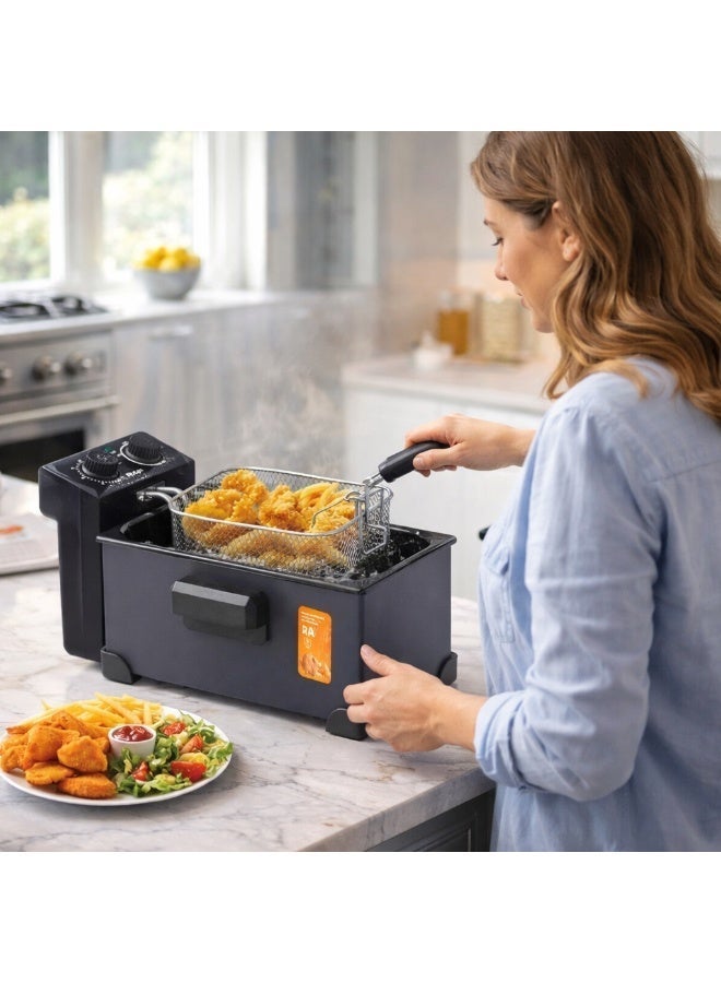 RAF Deep Fryer 2000W | 3L Capacity Electric Oil Fryer | Adjustable Thermostat with Fast 4-Ring Heating | Non-Stick Deep Fryer for Home Kitchen - Image 5