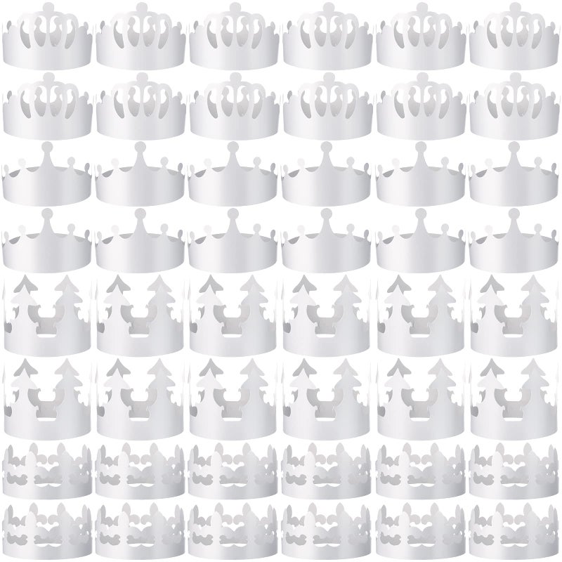 Thenshop 120 Pcs White DIY Paper Crowns for Kids to Decorate Blank Birthday Party Decoration Crowns for Kids Princess QueenStylish Style - Image 3
