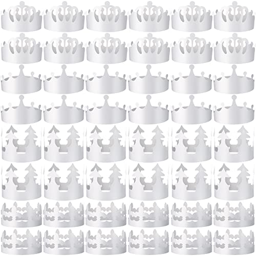 Thenshop 120 Pcs White DIY Paper Crowns for Kids to Decorate Blank Birthday Party Decoration Crowns for Kids Princess QueenStylish Style - Image 1