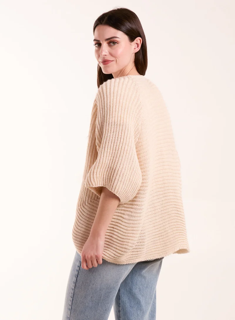 بلو فانيلا كارديجان محبوك متوسط الطول