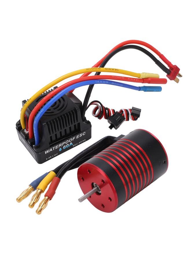 Thoraya GTSKYTENRC 3650 Brushless Motor 60A ESC Combo Long Wire T Plug Aluminum Alloy Red Black for 1/10 RC Car 5200KV  - Image 4