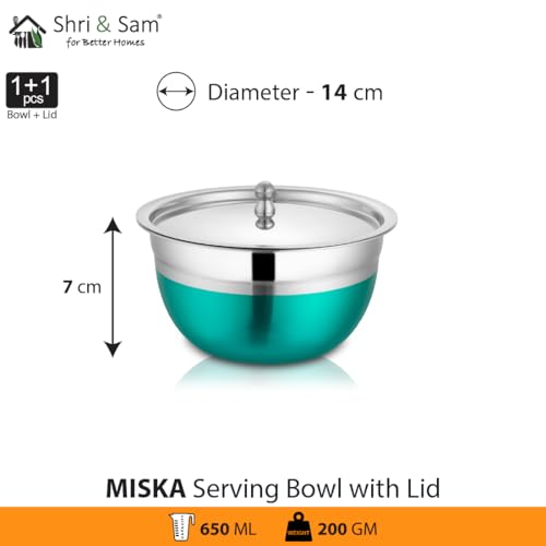 Shri & Sam Stainless Steel Serving Bowl with Stainless Steel Lid, 3 Pieces, Silver (Infinity) - Image 4