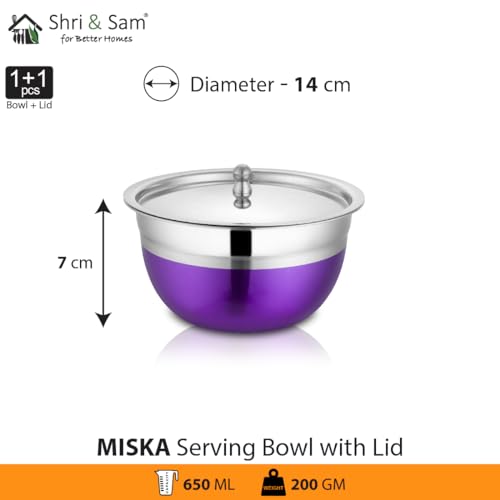 Shri & Sam Stainless Steel Serving Bowl with Stainless Steel Lid, 3 Pieces, Silver (Infinity) - Image 5