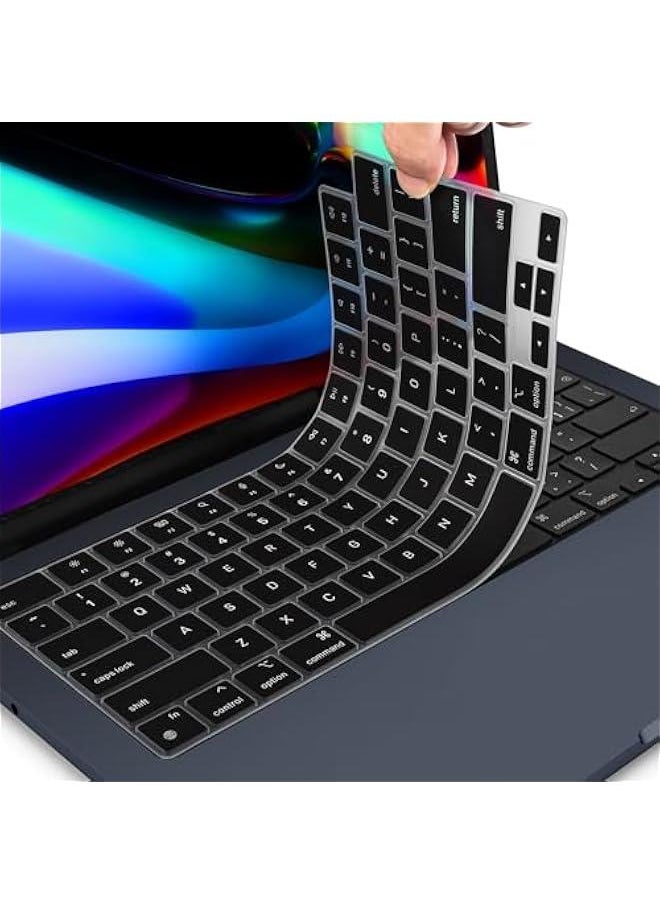Arabest Black Keyboard Cover for MacBook Air 15 inch with M4 M3 M2 Chip A2941 A3114 A3241 and 13.6 inch with M4 M3 M2 A3240 A3113 A2681 US Keyboard Protector  - Image 1