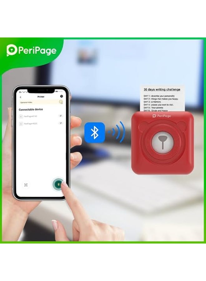 PeriPage A6 203dpi Sticker Printer - Mini Thermal Printer, A6 Sticker Maker Machine, Portable Bluetooth Pocket Phone Printer for Anatomy Flashcards, Journal, Notes, Kids Gift, Receipts, Red - Image 3