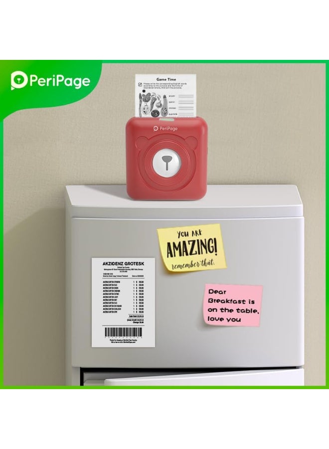 PeriPage A6 203dpi Sticker Printer - Mini Thermal Printer, A6 Sticker Maker Machine, Portable Bluetooth Pocket Phone Printer for Anatomy Flashcards, Journal, Notes, Kids Gift, Receipts, Red - Image 2