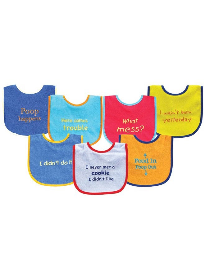 Unisex Baby Cotton Terry Drooler Bibs with PEVA Back, Blue Food, One Size