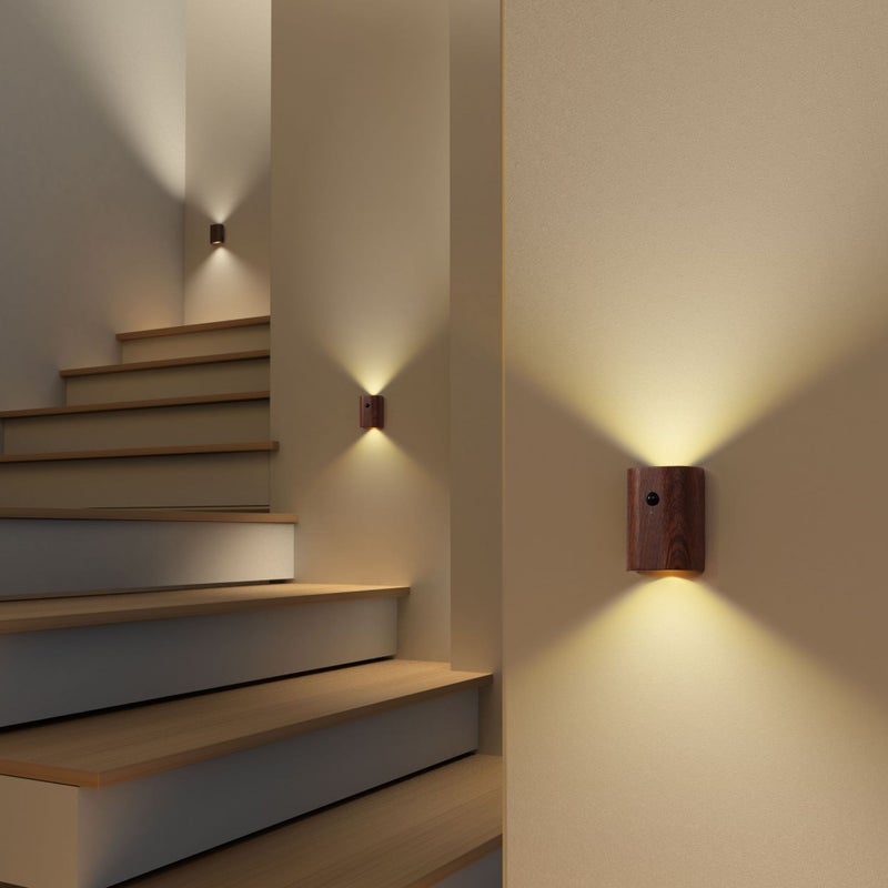 Linkage Induction Led Wall Lamp Cabinet Wardrobe Lamp Desk Lamp Wooden Human Body Induction Usb Charging Infrared Night Light - Image 4