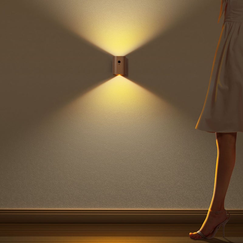 Linkage Induction Led Wall Lamp Cabinet Wardrobe Lamp Desk Lamp Wooden Human Body Induction Usb Charging Infrared Night Light - Image 3